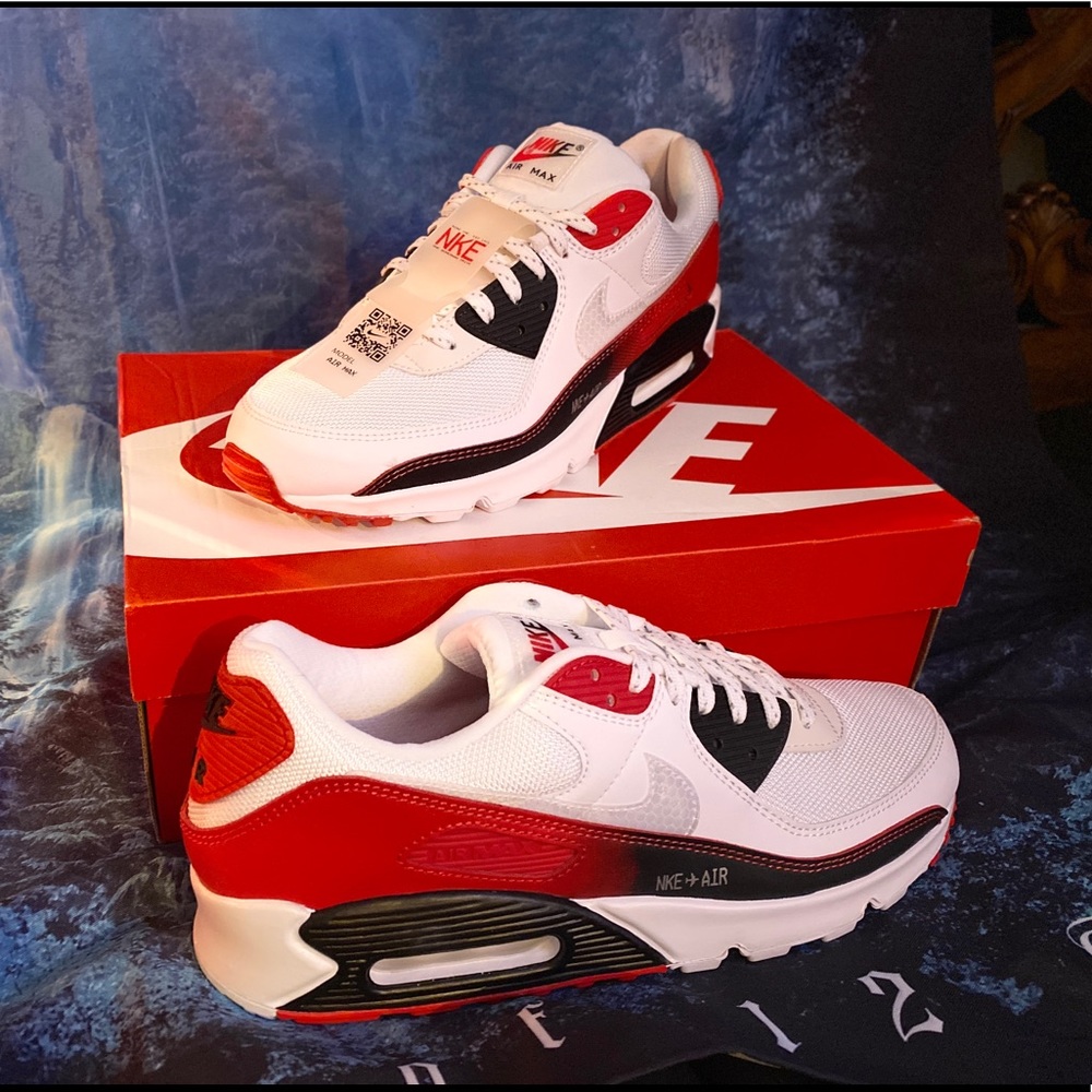 NIKE AIR MAX 90 White/Black/Red SZ 12 CZ8124 100